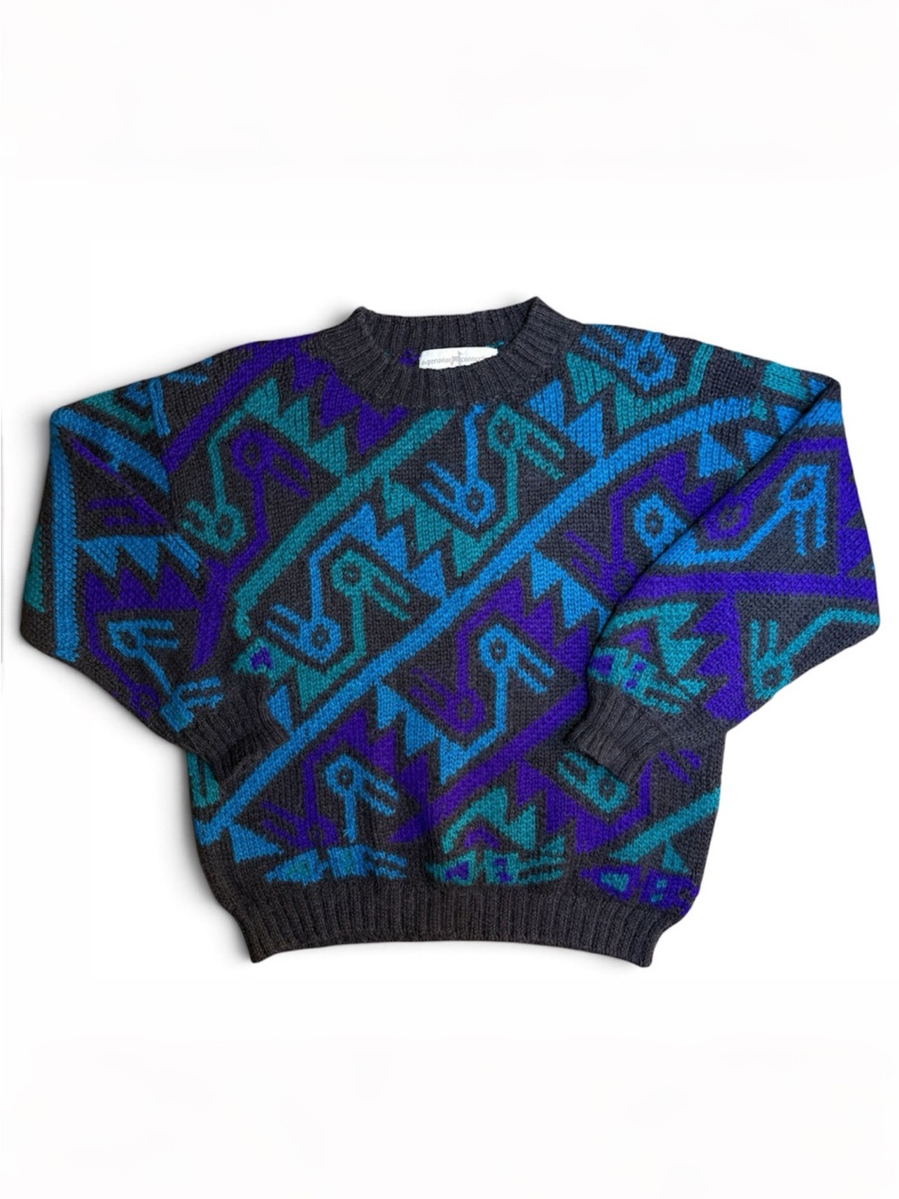 Peruvian Connection Men’s Alpaca Knit Sweater Size Small Abstract 80s Vintage